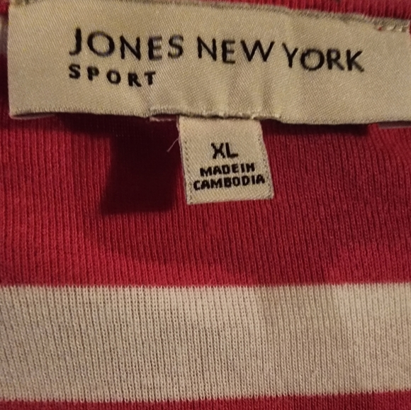 Jones New York Striped Pink and White Tee X-Large - Picture 3 of 3